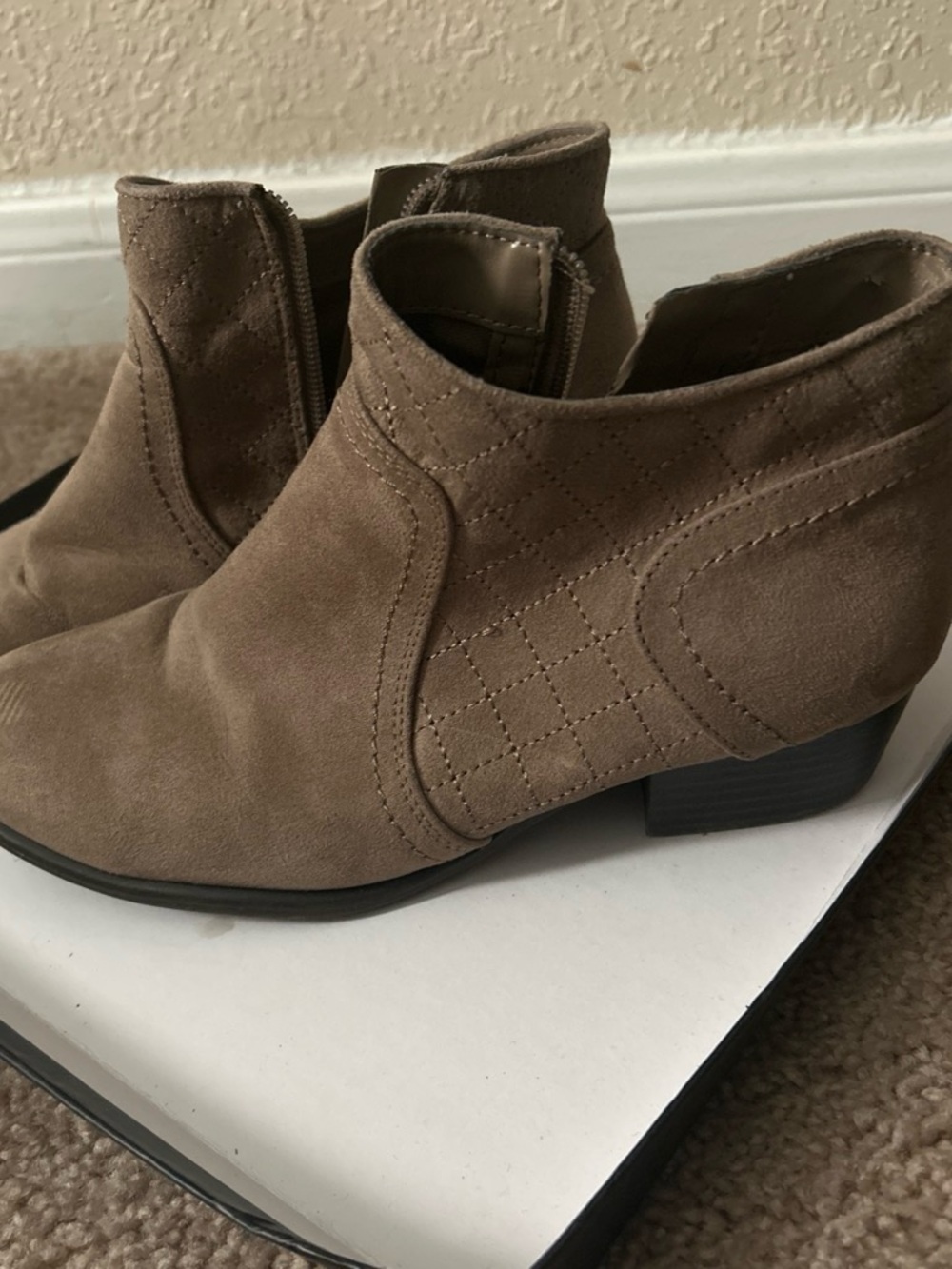Women's Taupe Suede Ankle Boots - Versatile Everyday Style